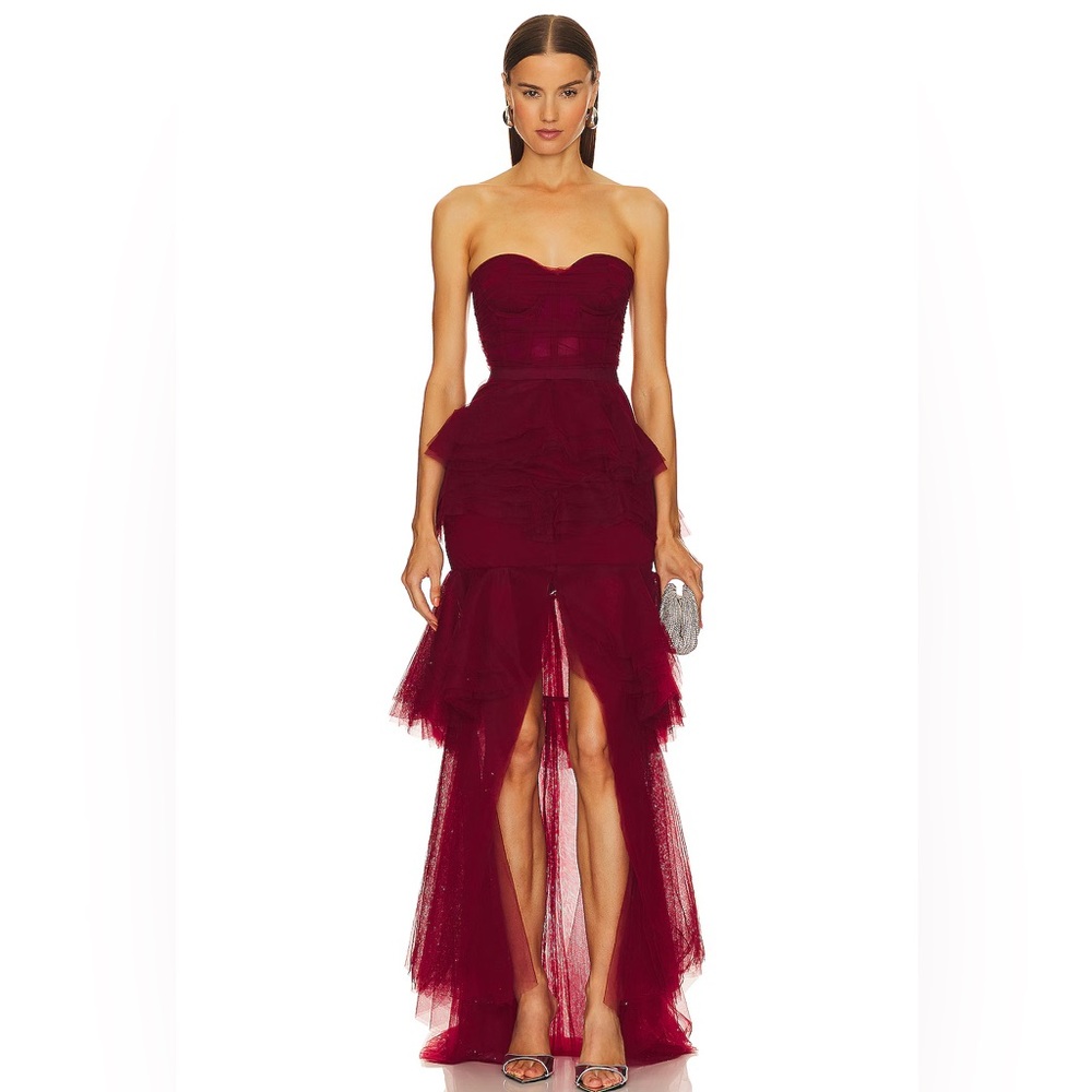 Michael Costello x Revolve Alai Gown in Oxblood